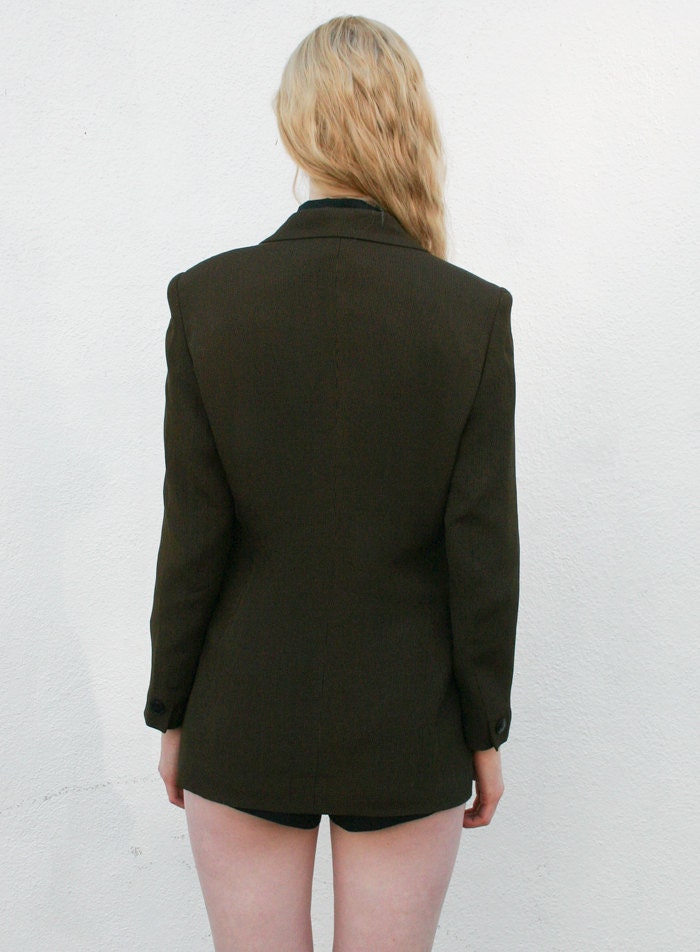 Vintage 1980's Cocoa Checker Print Tailored Blazer XS/S