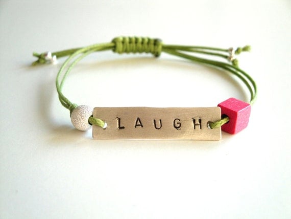 Friendship bracelet - LAUGH sterling silver bracelet - personalized bracelet