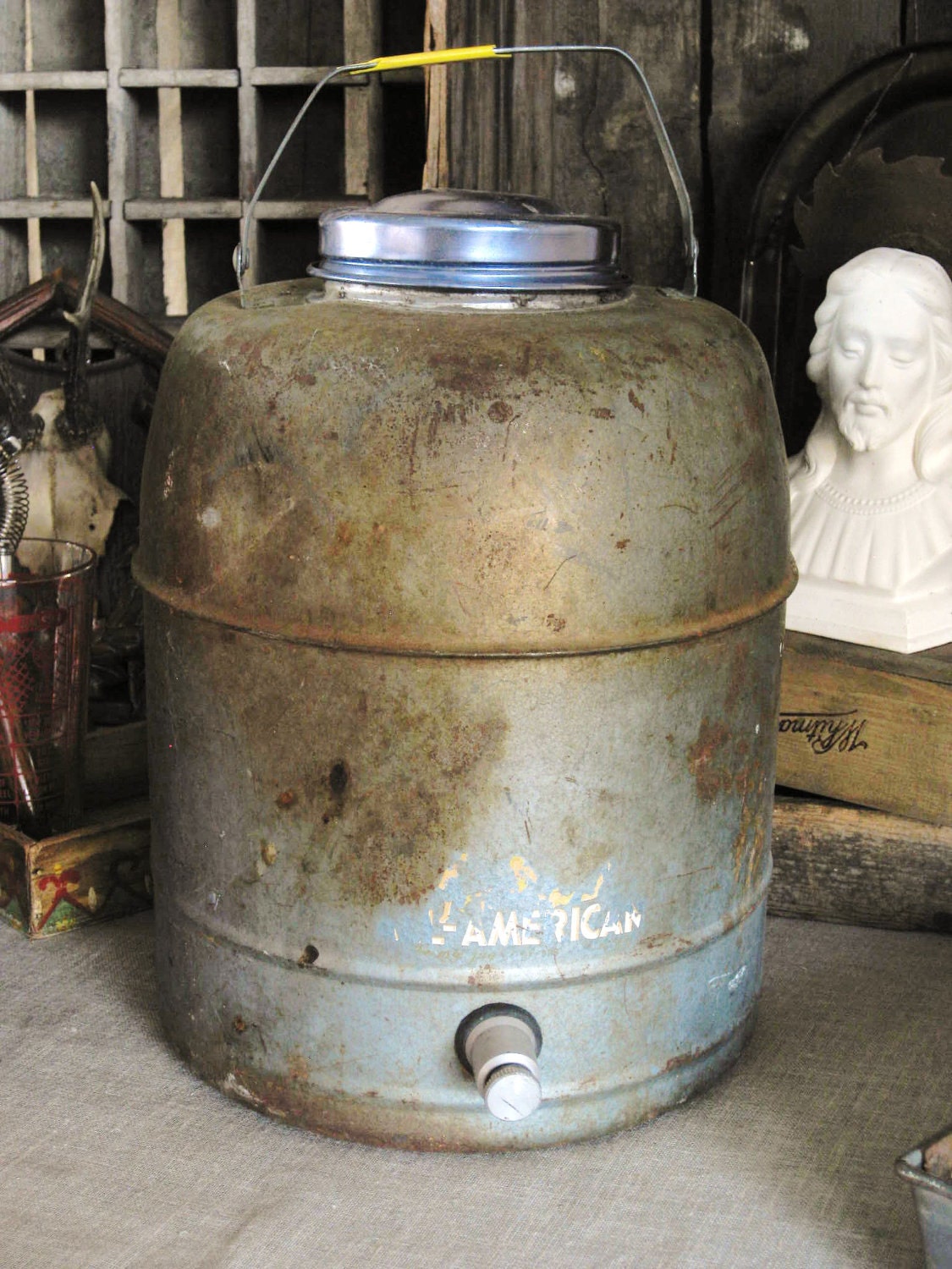40% OFF Entire Shop - Vintage Water Jug w/ Spout - Farmland Chic