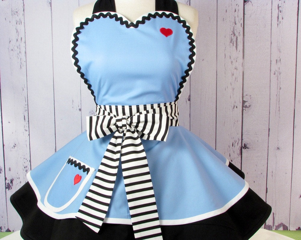 Enchanted Alice Apron for Tea Time in Alice Blue by Dots Diner -- in stock