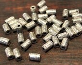 50 pcs - Antique Silver - Tube Shape Patterned Beads - 5mm x 8mm