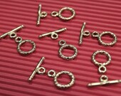 6 sets - silver plated toggle clasps - 12 x 16.5mm