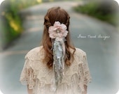 Tattered Lace Wedding Veil in Pink, Green, and White