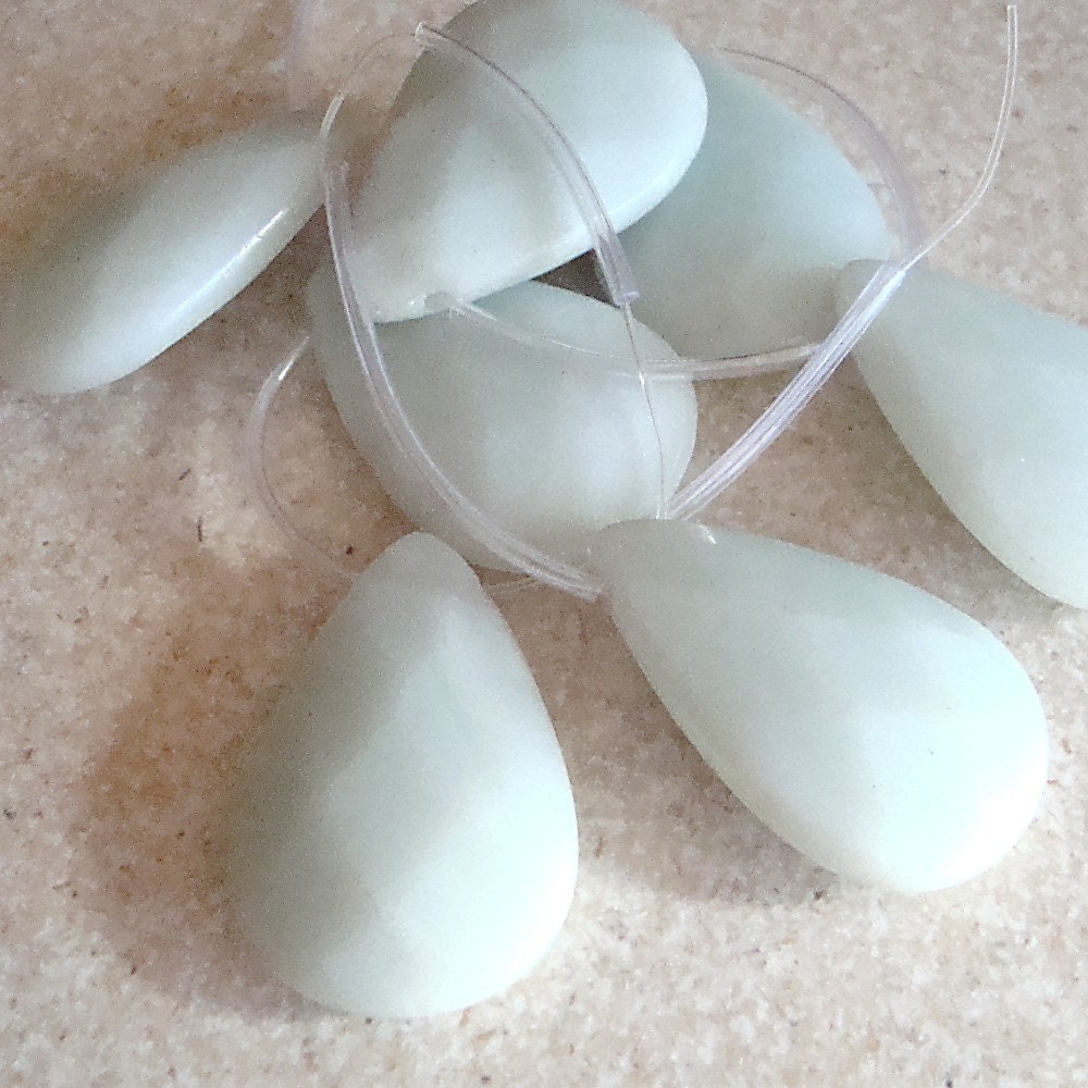 Amazonite Beads 30 x 20mm Aqua Green Faceted Teardrop Focal - 1 Piece