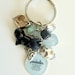Grandmother's Light Blue and Black Cluster Key Chain or Charm