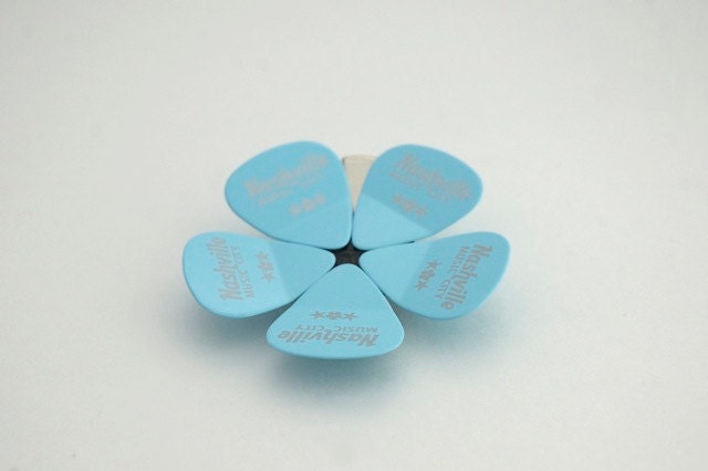 Nashville Guitar Pick Flower - Light Blue and Black Hair-clip - Ready to Ship