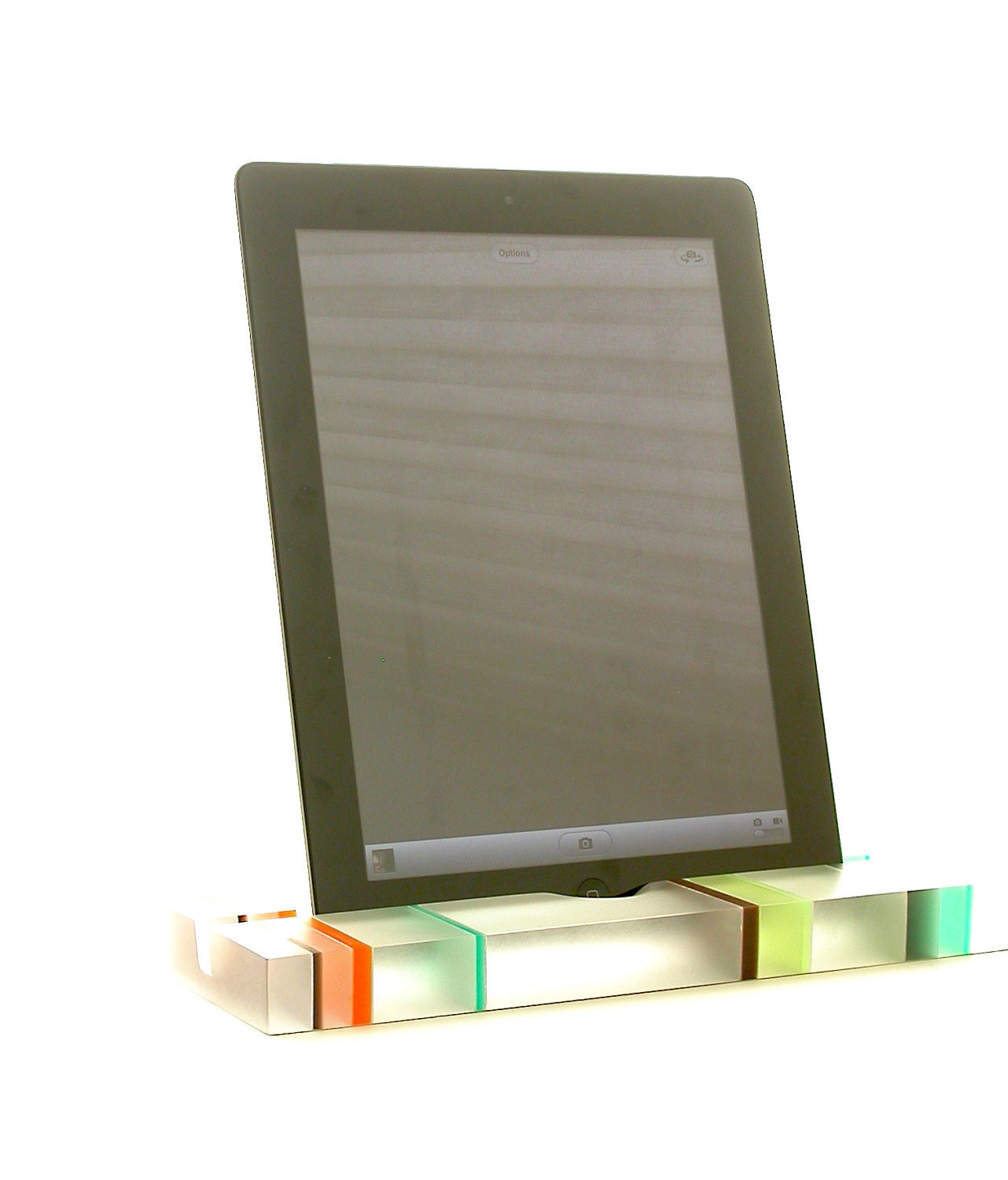 Striped Groove Resin iPad Stand, Tablet Stand with Modern Minimalism Aesthetics, Sophisticated Holiday Gift