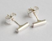 Tiny Sterling Silver Bar Stud Earrings - Simple Geometric Posts