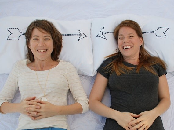Arrow Pillowcases - Charcoal Gray Bed Linen - Hand Silk Screened