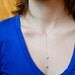 White Porcelain Lariat Necklace - 10 Tiny Circle Beads - Sterling Silver Chain