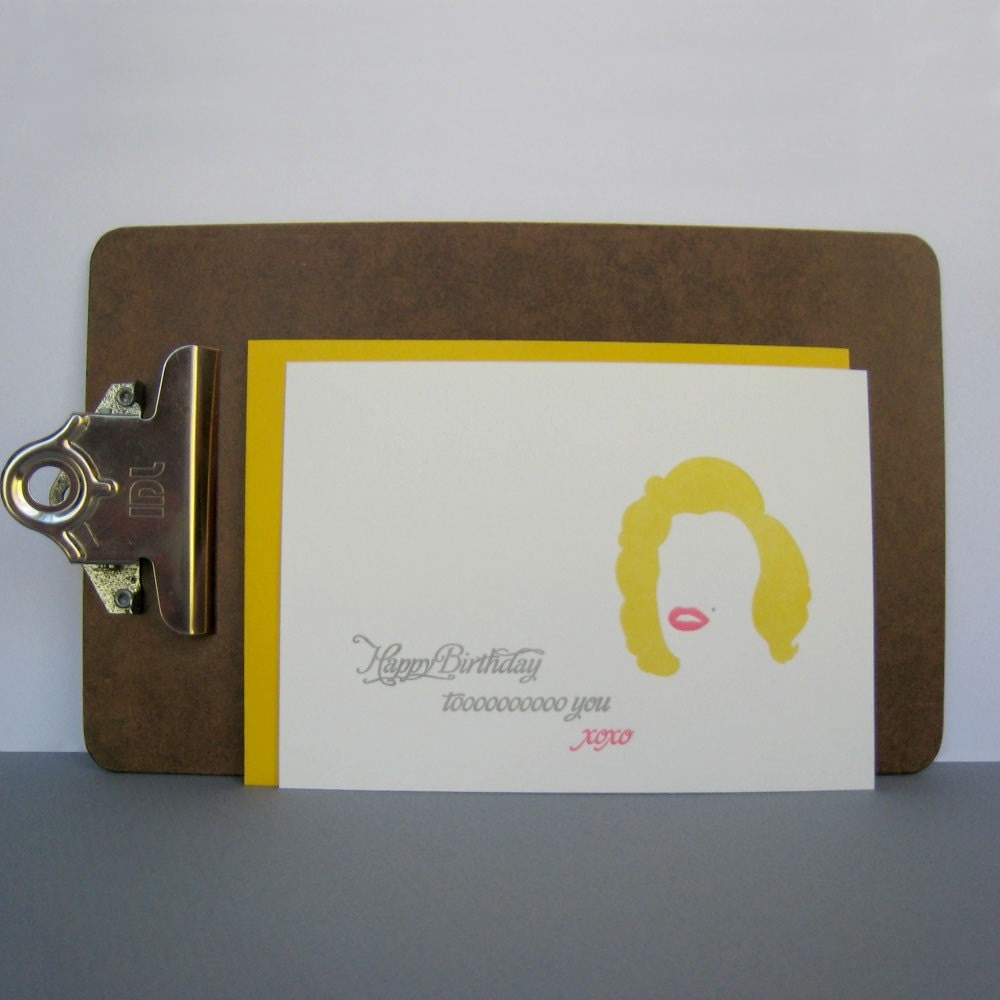 marilyn birthday letterpress card