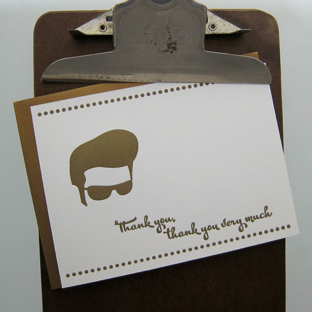 elvis thank you letterpress card