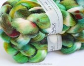 hand-dyed wool / tussah silk top