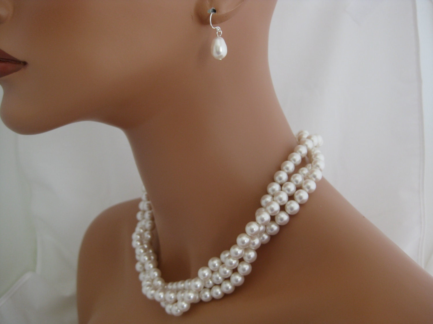 Bridal Jewelry set, bridal necklace and earring set, wedding jewelry with Swarovski pearls