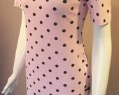 vintage pink and black polka dot 1980s dress