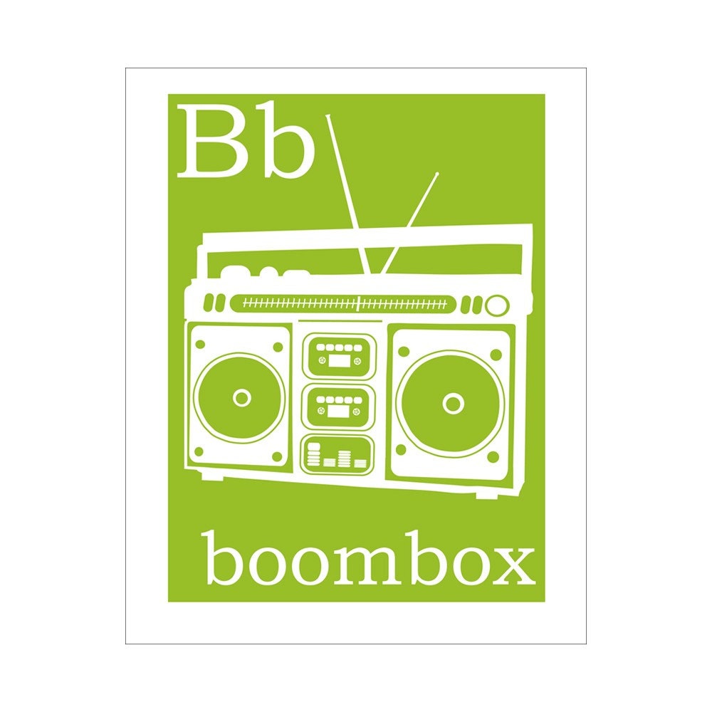 Children's Wall Art / Nursery Decor B is for Boombox 8x10 inch print