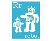 Children's Wall Art / Nursery Decor R is for Robot 8x10 inch print