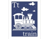 Children's Wall Art / Nursery Decor T is for Train 11x14 inch print by Finny and Zook