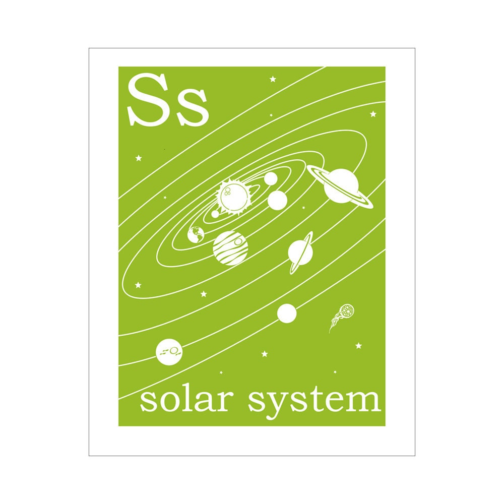 S is for Solar System 8x10 inch poster print by Finny and Zook