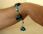 Zuni Bear Bracelet Sterling Silver Turquoise Bangle Wire Wrapped Blue  (MB-102)