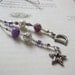 Monogram Initial Beaded Bookmark - Purple Book Thong with Silver and Pearl Accents and Star Charm