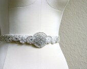 Beaded Bridal Sash MUSETTE Classic Crystal and Pearl Wedding Belt