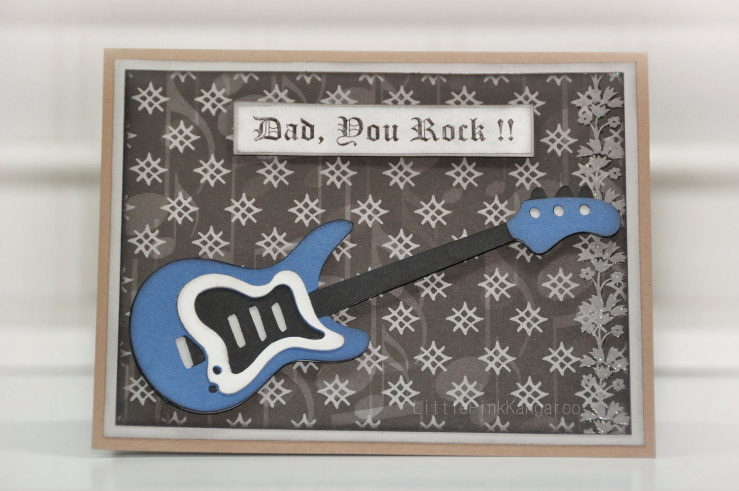 Happy Birthday- Dad You Rock Guitar Card with Envelope by LittlePinkKangaroo