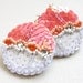 Earrings Peach White Sequins embroidered felt summer pastel