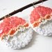 Earrings Peach White Sequins embroidered felt summer pastel
