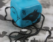 Blue Geometric Cat Animal Necklace Pendant La Vie Est Belle - FREE SHIPPING