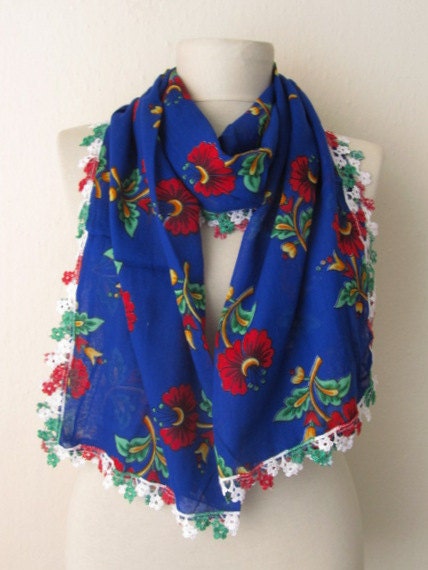 Traditional  Turkish Flowers  Fabric Rectangle  Guipure  Scarf ..authentic, romantic, elegant, fashion