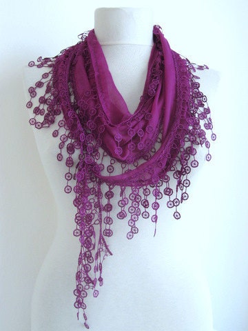 Byzantium,Dark purple,Dark orchid,Turkish Fabric Fringed Guipure Scarf ..Belt,bandana,headband,wedding,bridal,authentic, elegant, fashion