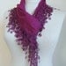 Byzantium,Dark purple,Dark orchid,Turkish Fabric Fringed Guipure Scarf ..Belt,bandana,headband,wedding,bridal,authentic, elegant, fashion