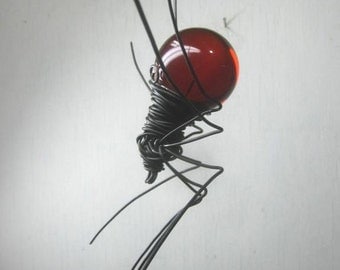 Blood Red Sun Catcher Window Spider Hanging Art  Made to Order