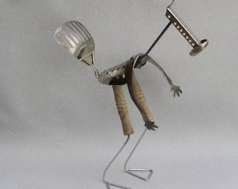 Odd Bird Man Creature Whimsical Repurposed Sculpture