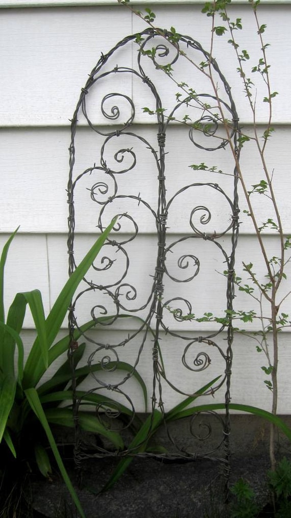 Beautiful Spirals Barbed Wire Trellis Garden Art