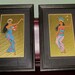 Vintage 1940's-1950's Exotic Dancers Hand Painted Gold Foil Backed Framed Picture Set