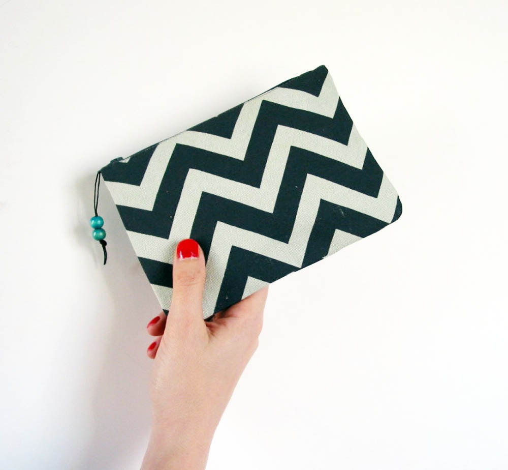 Seconds Sale Chevron Stripe Change Purse Gray on Gray Screenprinted and Recycled
