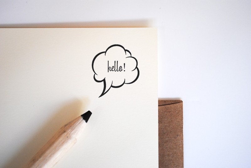 hello speech bubble flat note cards