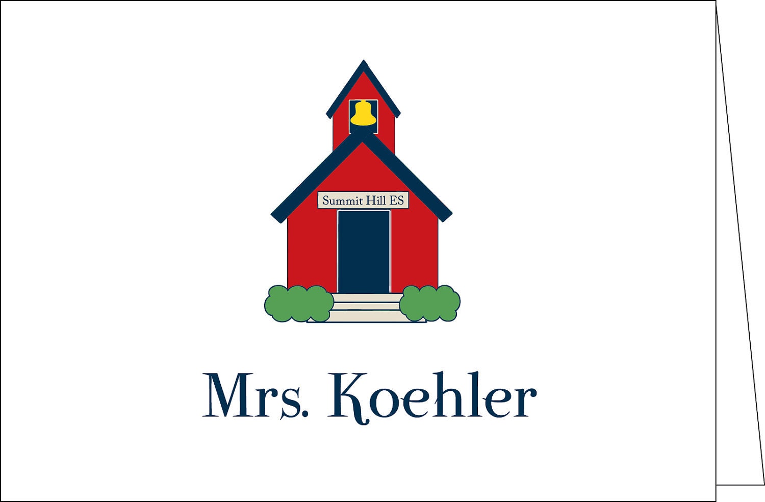 School House Back to School Mini Foldover Note Card - Set of 12