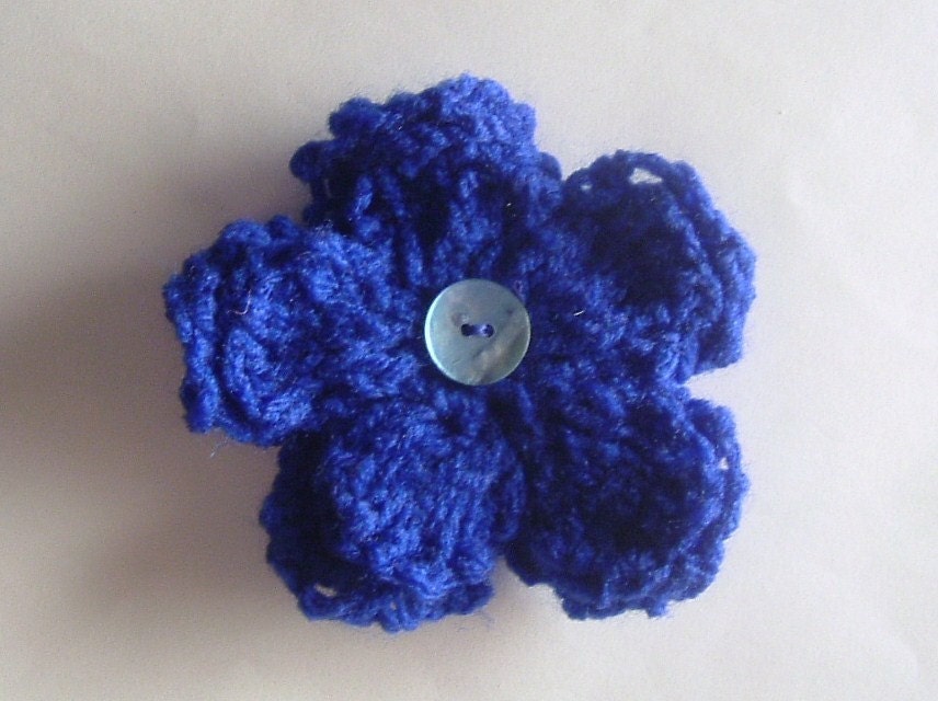 Blue Double Flower Brooch