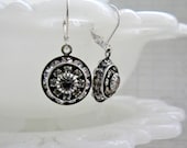 Crystal Clear Earrings.  Silver.  Vintage Style.