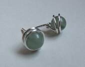 Green Aventurine Post Earrings in Sterling Filled