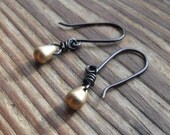 Scroll Earrings in Hematite Black Wire - Choose your colour Czech Glass Tear Drop Beads