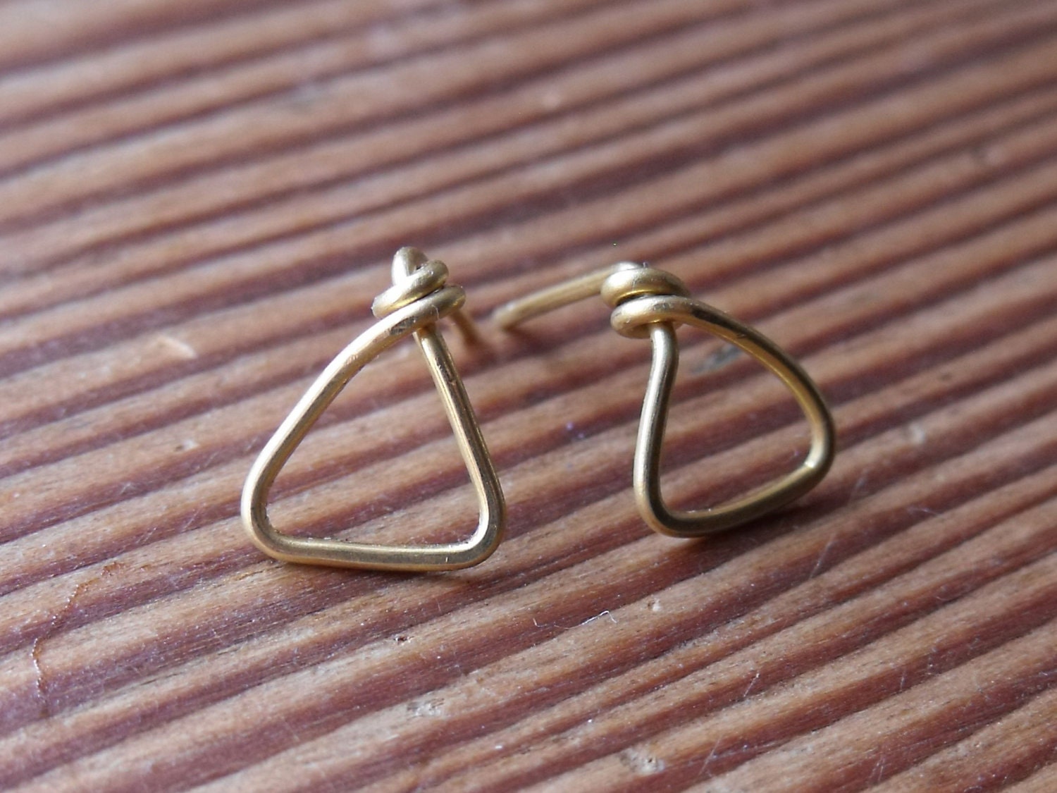 Sweet Little Triangle Post Earrings - Gold (Red Brass)