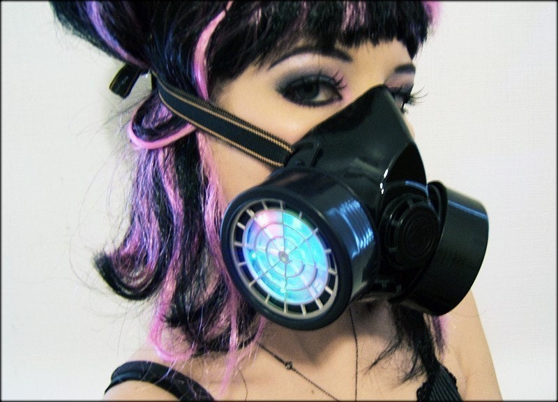 LED Mask  great for Burning Man, Raves, Cyber Goth, Cosplay, Steampunk Attire