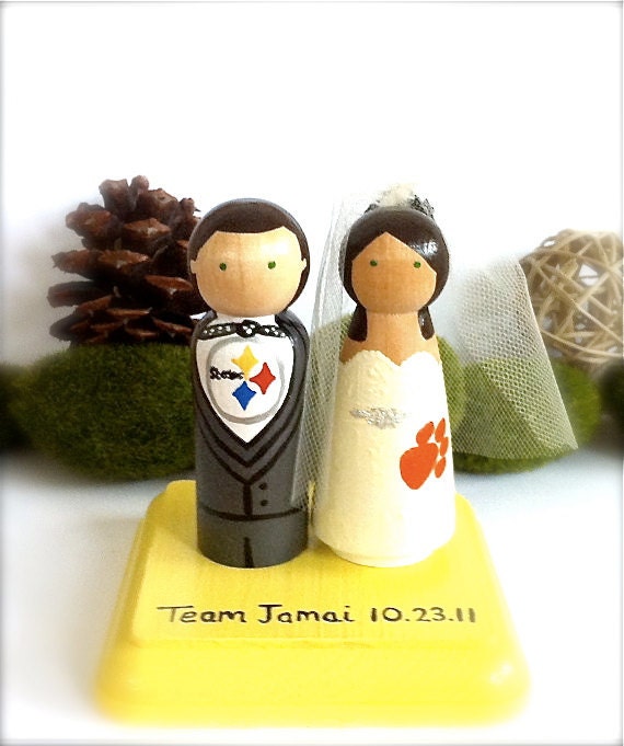 SPORT Wedding Cake Topper Pittsburgh Steelers Any Sport Team Themed Bride Groom Custom Cake Topper Baseball Football Basketball