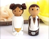 Princess Leia Hans Solo Star Wars Wedding Cake Topper Bride Groom Custom Wooden Wood Peg Doll Cupcake Geekery Cute Geeks Novelty Engagement