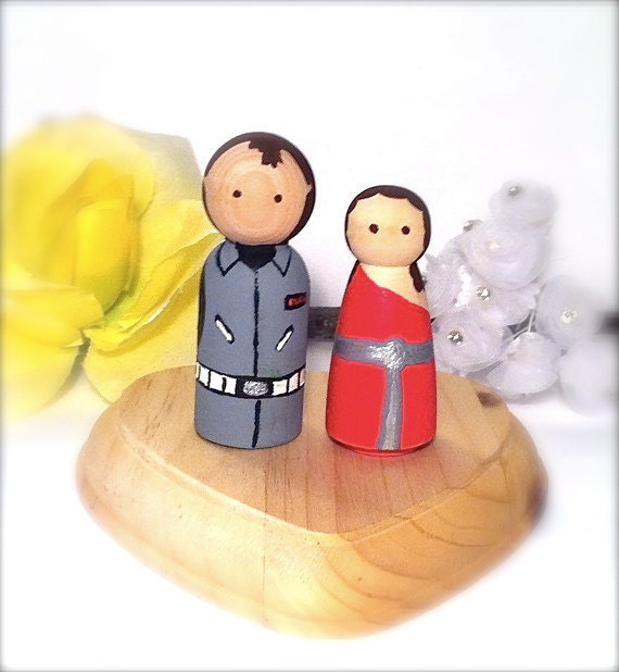 Ghostbusters Wedding Cake Cupcake Toppers Wood Peg Doll Peggies Bill Murray Sigourney Weaver Dana Barett Peter Venkman Sci Fi Comical