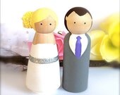 Custom Cake Toppers Wood Peg Dolls Large Wedding Toppers Bride Groom Peg People Ornaments Keepsake Personalized Painted CreativeButterflyXOX
